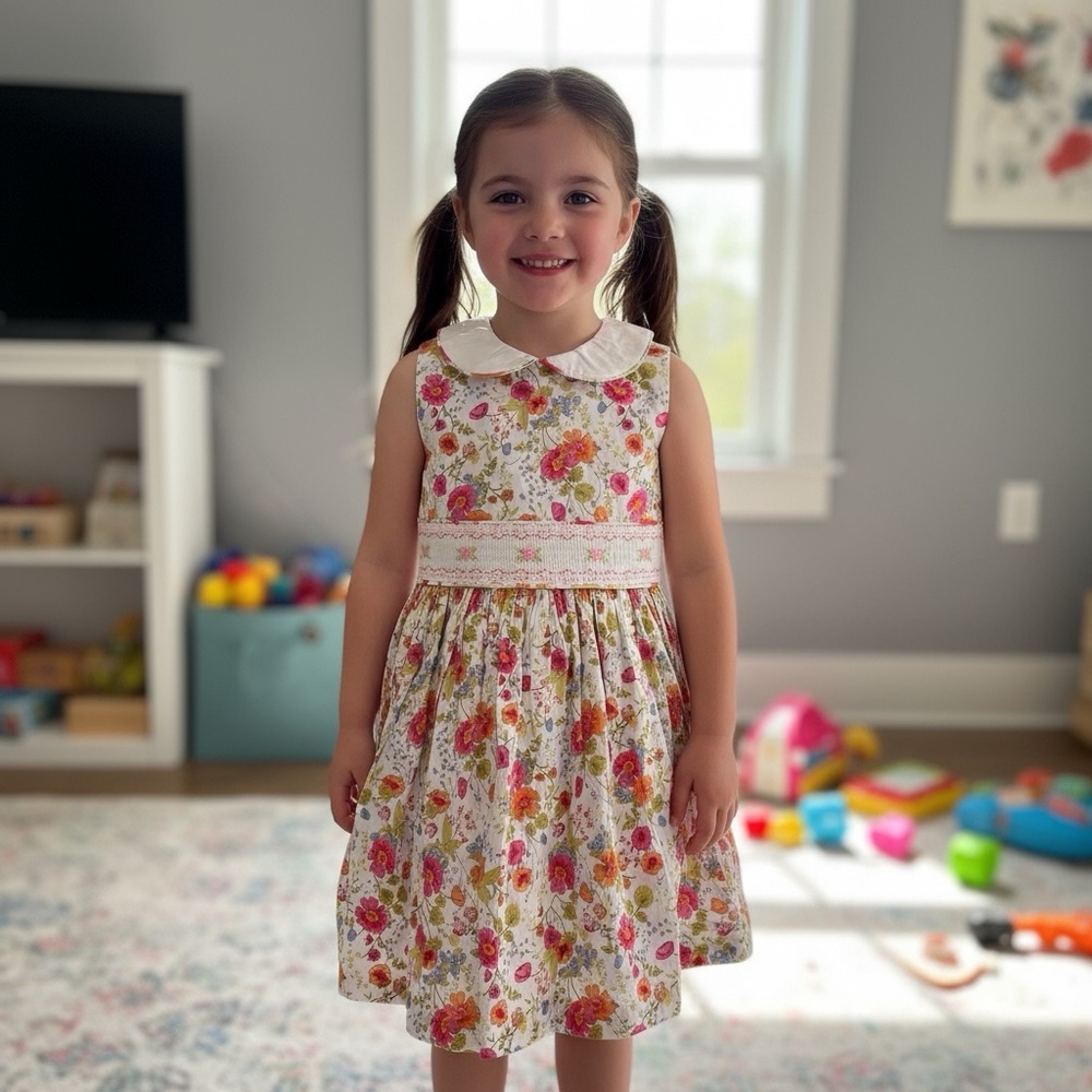 Bonnie Jean Floral Smocked Dress | Size 4/4T
